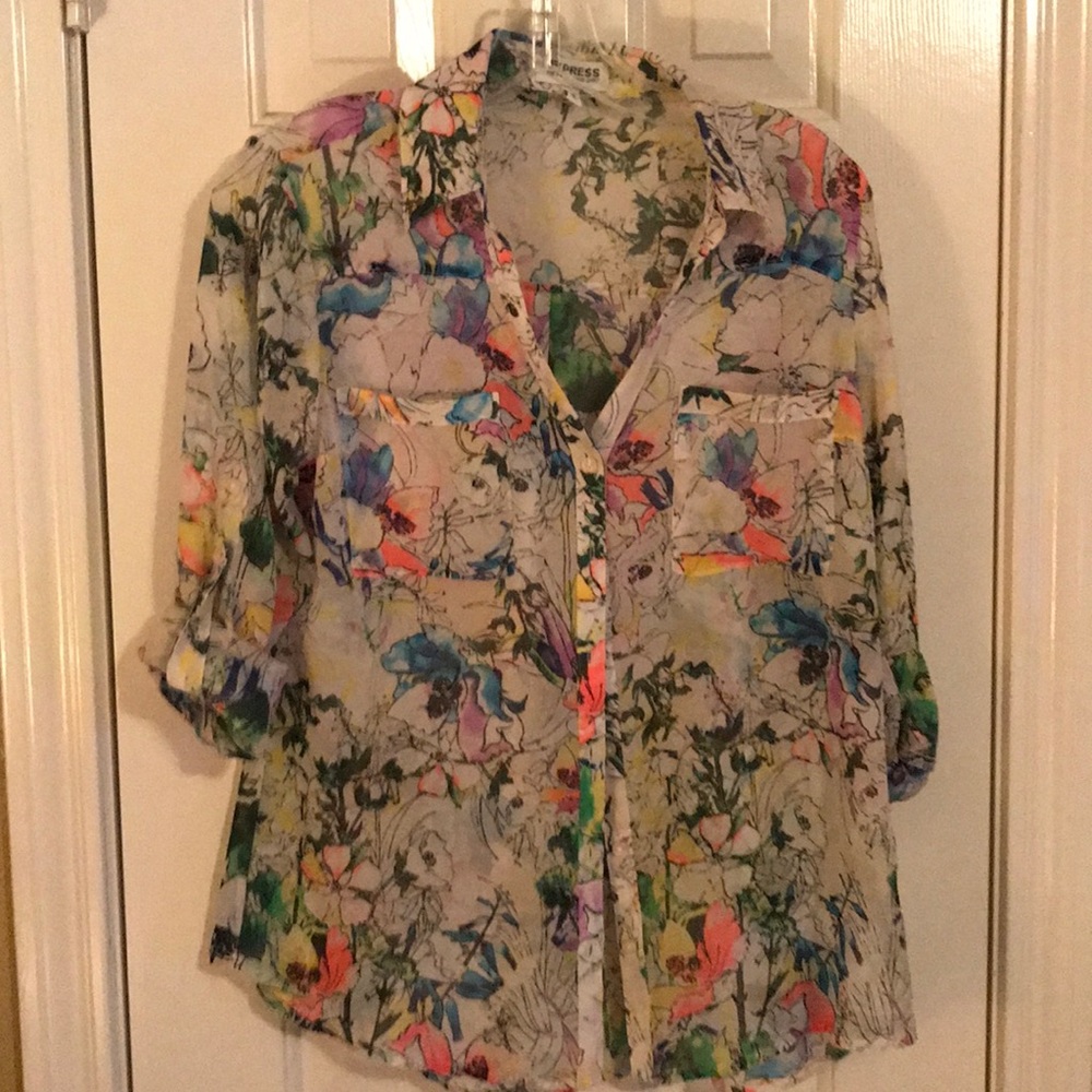Express Portifino Floral Shirt Size M